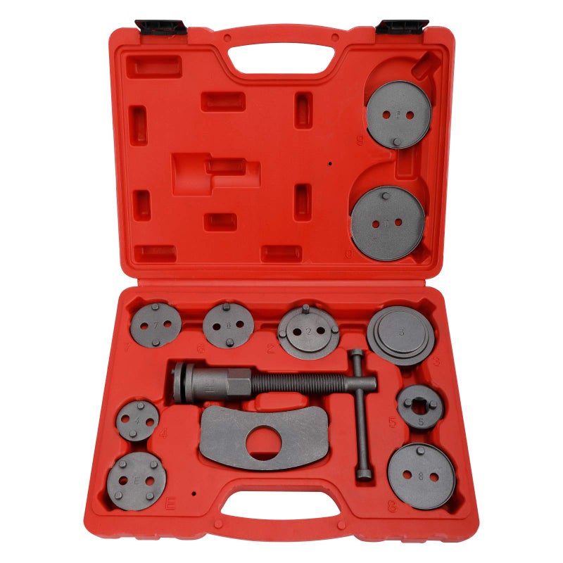 BTSHUB Professional 12pcs Front and Rear Caliper Disc Brake Screw-in Wind Back Rewind and Piston Compression Tool Kit for Brake Pad Replacement - Image 1